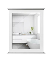 Gymax Bathroom Wall Mirror W/Shelf Square Vanity Makeup Mirror Multipurpose Usage