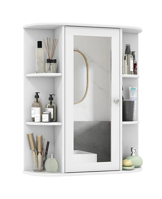 Gymax Bathroom Wall Medicine Cabinet Wall Mounted Storage Organizer w/ Mirror Door