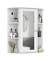 Gymax Bathroom Wall Medicine Cabinet Wall Mounted Storage Organizer w/ Mirror Door