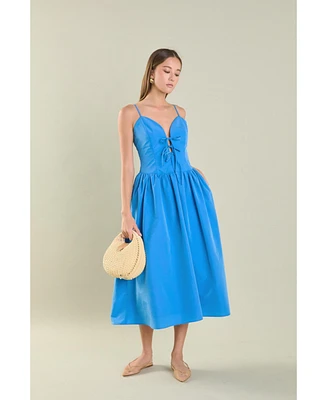 endless rose Women's Front Ties Midi Dress