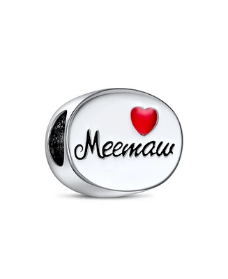 Bling Jewelry Grandma Nana Red Heart Charm Bead Mee-maw Sterling Silver Fits Bracelet