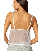 Edikted Women's Sheer Lacey Babydoll Tank Top