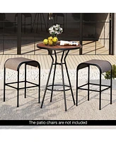 Outdoor Bar Table with Wood-Like Tabletop for Backyard Garden