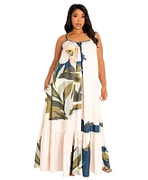 Buxom Couture Plus Size Floral Voluminous Maxi Dress