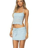 Edikted Women's Mari Backless Ruffle Chiffon Top