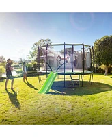 JumpFlex Hero Round Outdoor Backyard Trampoline 12FT 14FT 15FT with Net Enclosure & Ladder