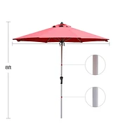 Gymax 9Ft Patio Outdoor Umbrella Market Table Umbrella w/ Crank 8 Ribs