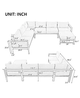 Mondawe U-shaped multi-person outdoor sofa set, suitable for gardens, backyards, and balconies
