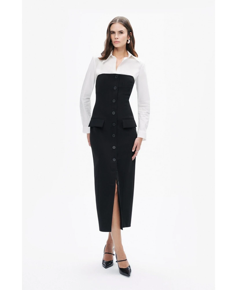 Nocturne Women's Shirt Detail Midi Dress