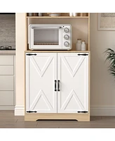 Freestanding Pantry Cabinet with 2 Doors and 3 Shelves