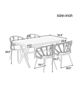 Mondawe Contemporary Outdoor Set with Pe Rattan Chairs and Plastic Wood Table
