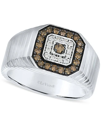 Le Vian Chocolatier Men's Chocolate Diamond & Vanilla Diamond Ring in 14k White Gold