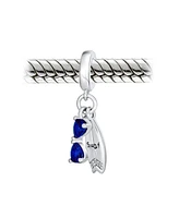 Bling Jewelry Fun Sports Blue Cz Sterling Silver Glass Charm Bead Travel & Beach Adventures