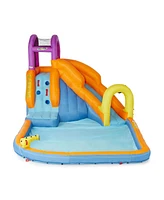 Magic Time International Mega Tornado Twist Outdoor Inflatable Kids Water Park with Slide, Water Cannon, Splash Pool and Climbing Wall