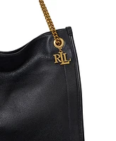 Lauren Ralph Pebbled Leather Large Bradley Tote Bag