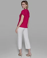 Karl Lagerfeld Paris Women's Tulip-Sleeve Knit Top