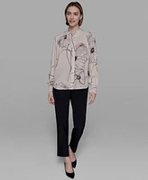 Karl Lagerfeld Paris Women's Floral-Print Long-Sleeve Blouse