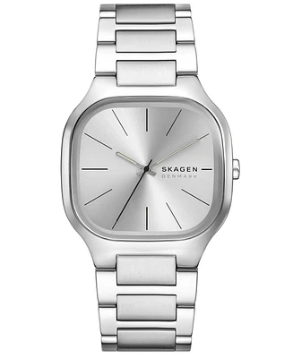 Skagen Men's Mellem Quartz Three-Hand Silver Stainless Steel Watch, 40mm