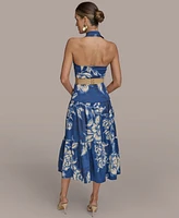 Donna Karan New York Women's Halter Belted Midi Dress