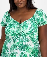 Madden Girl Trendy Plus Puff-Sleeve Midi Dress