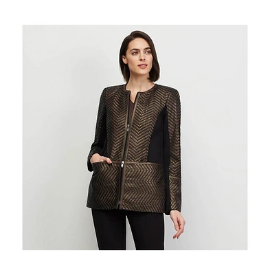 Carlisle Women's Brown Basketweave Leather Jacket Liza