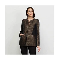 Carlisle Women's Brown Basketweave Leather Jacket Liza
