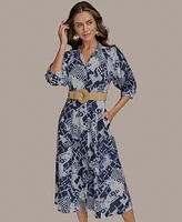 Donna Karan New York Women's Belted Midi Shirt Dress