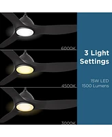 All Seasons 52" Ceiling Fan with Light, Quiet, Alexa/Google, 3 Color Led Lights