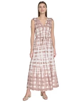 Calvin Klein Women's Printed V-Neck A-Line Midi Dress