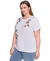 Karl Lagerfeld Paris Plus Embroidered Crewneck Tee