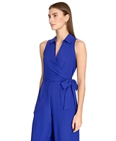 Calvin Klein Women's Tie Waist Sleeveless Gauze Jumpsuit
