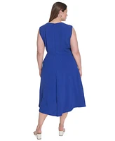 Calvin Klein Plus Side-Cinched Sleeveless Midi Dress
