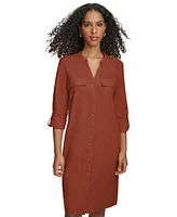 Calvin Klein Women's Roll-Tab-Sleeve Button-Front Shirtdress
