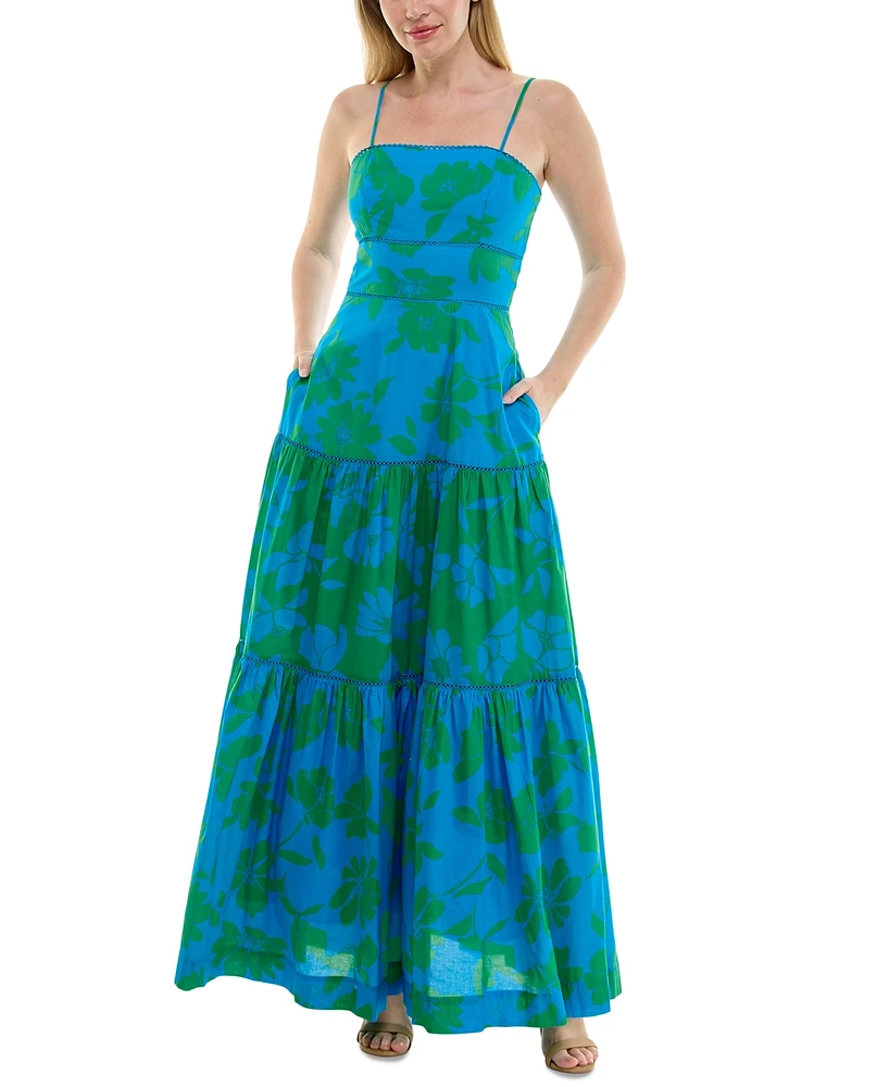 Taylor Women's Tiered Sleeveless Smocked-Back Dress