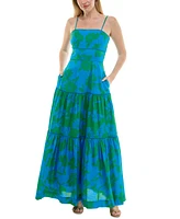 Taylor Women's Tiered Sleeveless Smocked-Back Dress