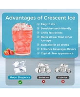 Cowsar Commercial Ice Maker Machine,Moon-Shaped Ice,100lbs/24H Under Counter ice Machine,Freestanding Ice Maker,Ice Thickness Control,Stainless Steel