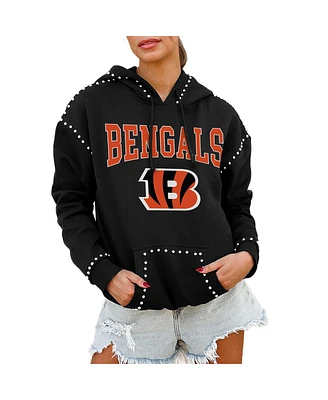 Gameday Couture Women's Black Cincinnati Bengals Catch the Vibe Studded Pullover Hoodie