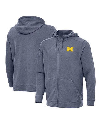 Antigua Men's Heather Navy Michigan Wolverines Effortless Full-Zip Hoodie