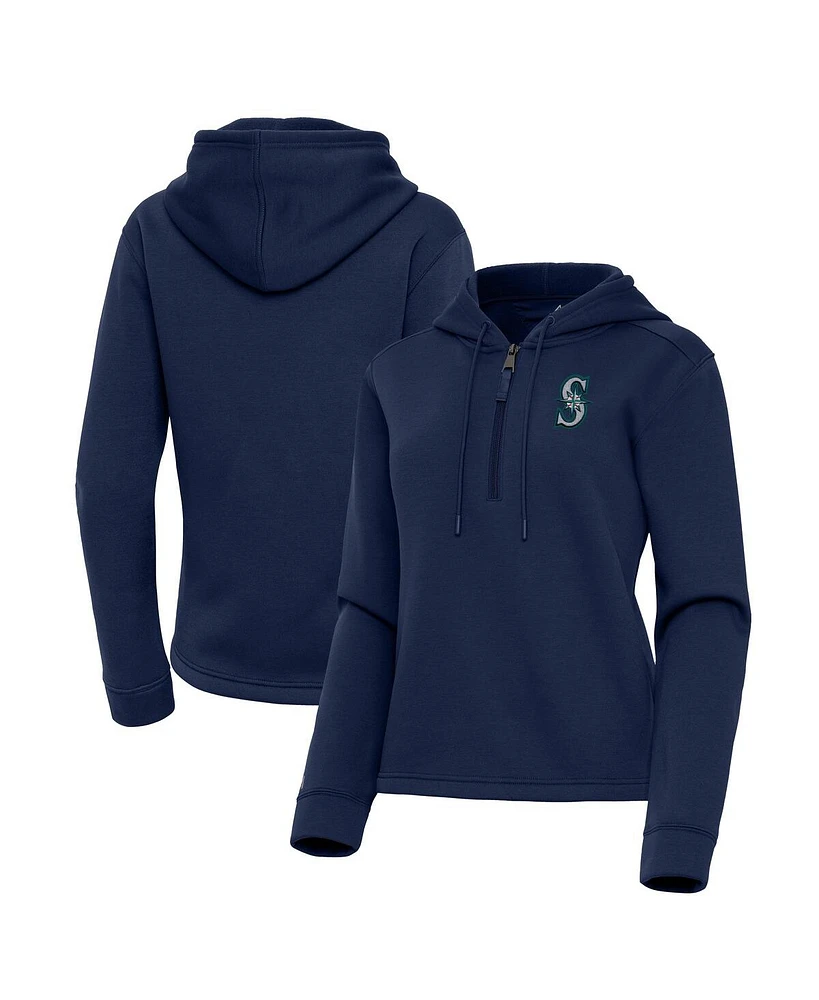 Antigua Women's Navy Seattle Mariners Contemporary Quarter-Zip Hoodie