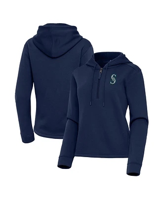 Antigua Women's Navy Seattle Mariners Contemporary Quarter-Zip Hoodie