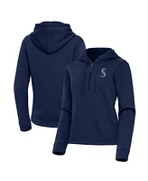 Antigua Women's Navy Seattle Mariners Contemporary Quarter-Zip Hoodie