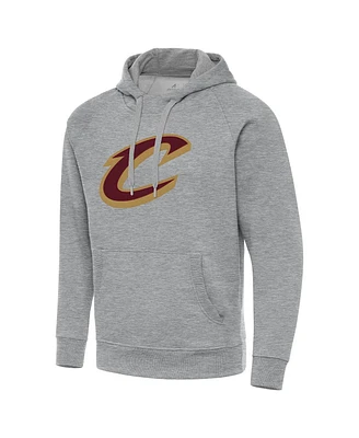 Antigua Men's Heather Gray Cleveland Cavaliers Big Tall Victory Raglan Pullover Hoodie