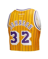 Mitchell & Ness X Dannijo Women's Yellow Magic Johnson Los Angeles Lakers Fashion Cropped Basketball Jersey