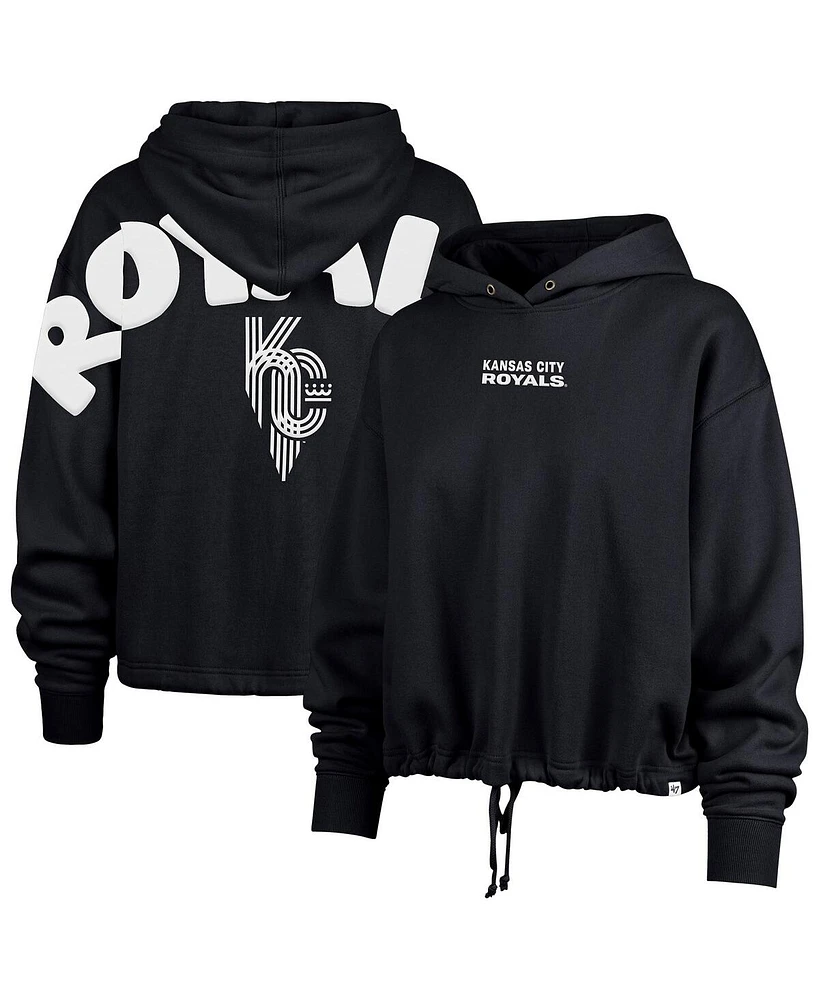 '47 Brand Women's Navy Kansas City Royals Connect Venice Cropped Pullover Hoodie
