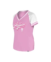 New Era Women's Light Pink Philadelphia Phillies Gameday V-Neck T-Shirt