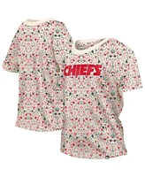 New Era Women's Cream Kansas City Chiefs Glam Game Floral T-Shirt