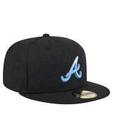 New Era Men's Black Atlanta Braves Tonal Koi 59FIFTY Fitted Hat