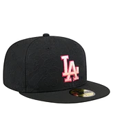 New Era Men's Black Los Angeles Dodgers Tonal Koi 59FIFTY Fitted Hat