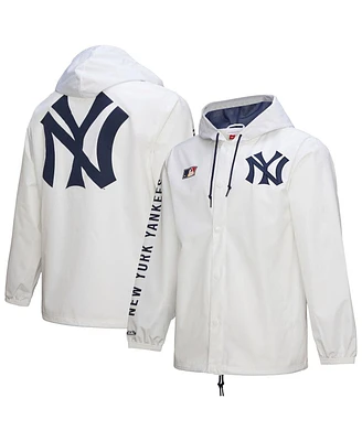 Mitchell & Ness Men's White New York Yankees Vintage Full-Snap Hooded Coaches Jacket