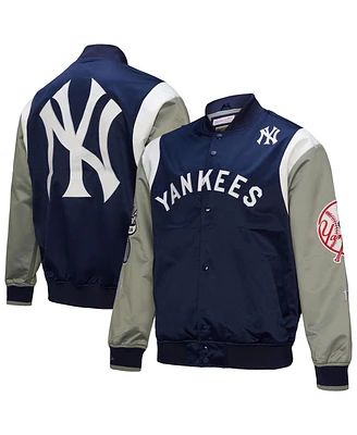 Mitchell & Ness Men's Navy/Gray New York Yankees Cooperstown Collection Team Origins Satin Full-Snap Jacket